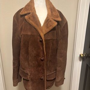 Brown Suede Jacket with Faux Fur Collar